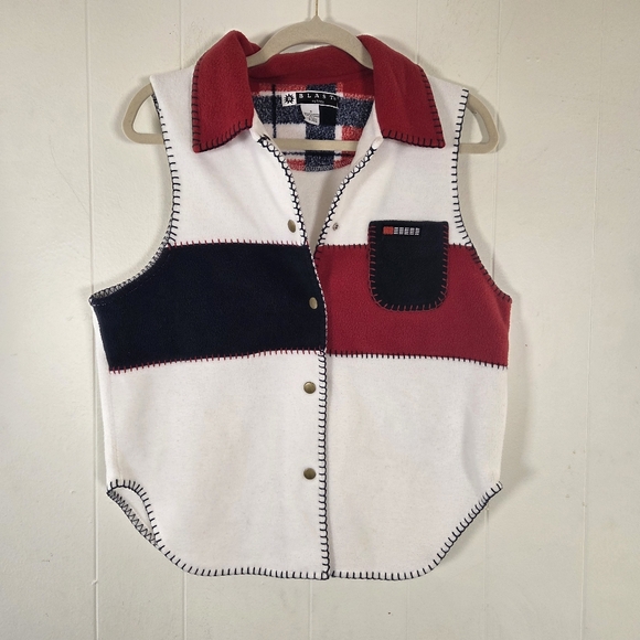 Vintage Jackets & Blazers - Vintage Red White And Blue Fleece Patriotic Vest Size Small